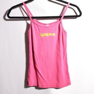 I Like Fun Hot Pink Graphic Cami Tank Y2K Grunge Girl Next Door Flirty Cotton S